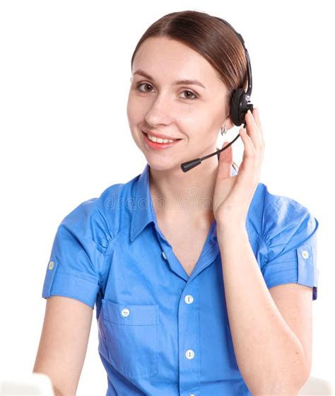 Bright Picture Of Friendly Female Helpline Operator Stock Image Image