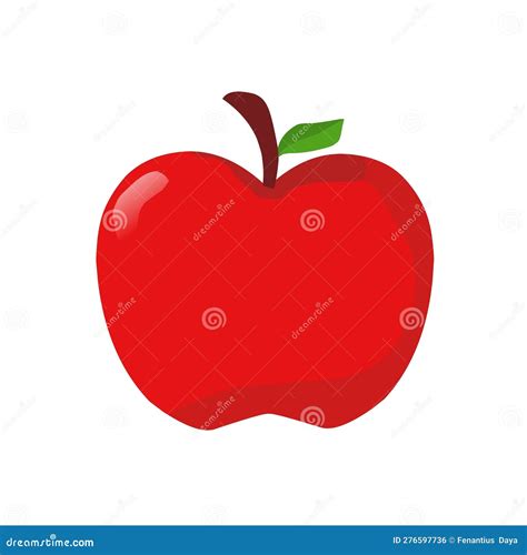 Red Apple With Green Leaf Flat Design Vector Icon Stock Vector