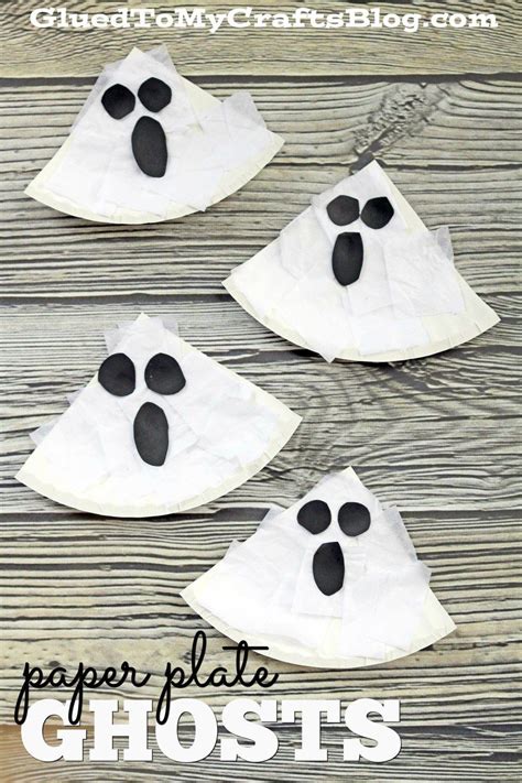 Tissue Paper And Paper Plate Ghosts Halloween Kid Craft Halloween