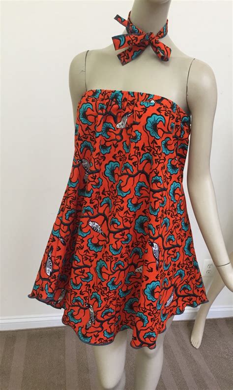 Burnt Orange African Print Cotton Summer Dress Asymmetrical Etsy