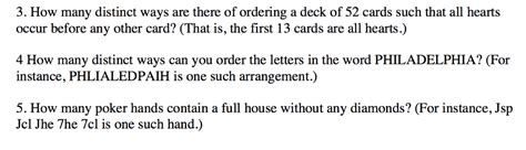 Solved How Many Distinct Ways Are There Of Ordering A Deck Chegg