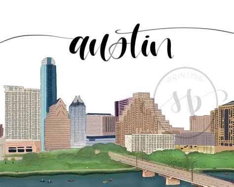 Austin Skyline Texas Digital Print | Etsy