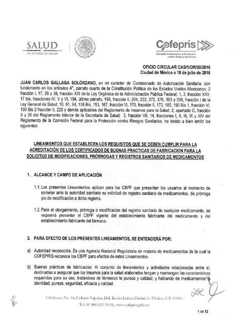 Certificado De Buenas Pr Cticas De Fabricaci N Cofepris Actualizado