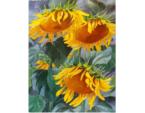 Sunflower Landscape Oil Painting Floral Artwork - Etsy