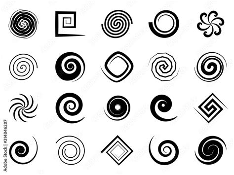 Spiral swirls. Speed circular symbol, twisted swirl elements ...