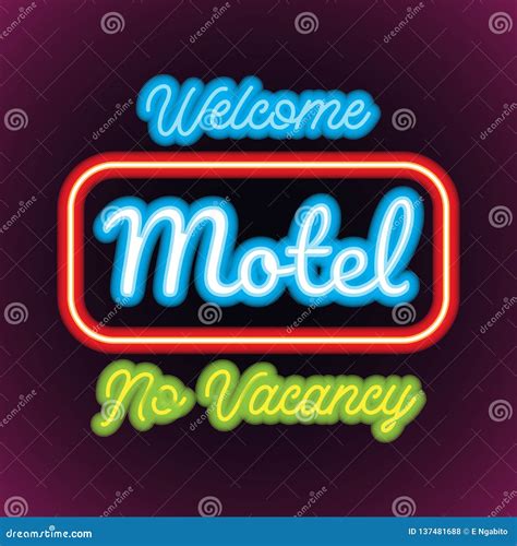 Hotel Motel Neon Sign Plank For Hotel Business Vector Stock Vector