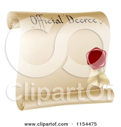 Clipart Of A Paper Scroll Official Decree With A Red Wax Seal And