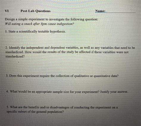 Solved VI Post Lab Questions Name Design A Simple Chegg