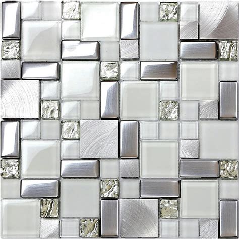 crystal white glass mosaic tile backsplash ssmt silver etsy