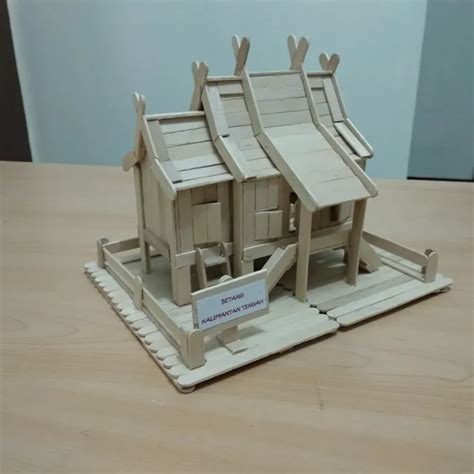 COD Prakarya Maket Miniatur Rumah Betang Kalimantan Dari Stik Es Krim