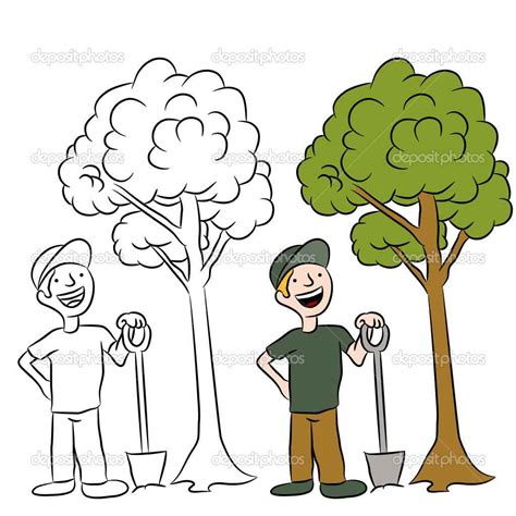 Planting Trees Drawing at GetDrawings | Free download