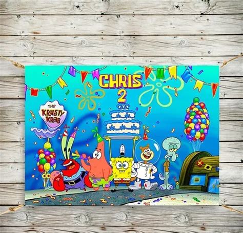 Lona Personalizada Bob Esponja Archivo Digital Cumpleaños en venta en