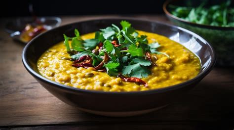 Premium Photo Indian Dhal With Red Lentils Garnished With Coriande