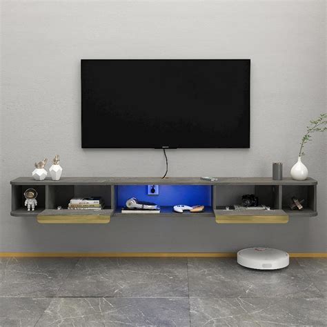 Amazon Bixiaomei Floating Tv Stand With Led Lights Wall