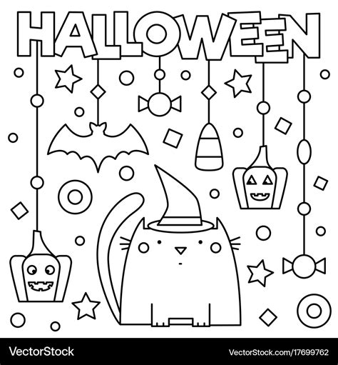 Halloween Coloring Page Royalty Free Vector Image