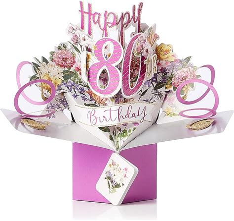 Happy 80th Birthday Pop Up Greeting Card Original Second Nature 3D Pop