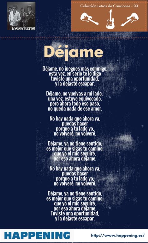 Letra de la canción Déjame de los Secretos Letras de canciones