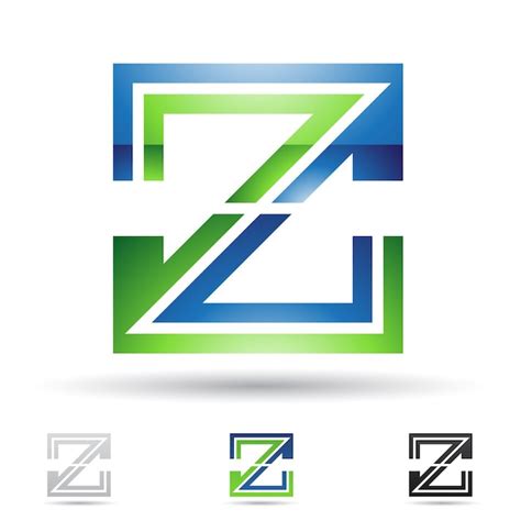 Ícone de logotipo abstrato brilhante verde e azul da letra z quadrada