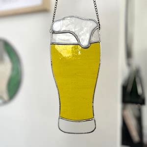 Beer Mug Stained Glass Suncatcher Glass Of Beer Window Hanging Beer