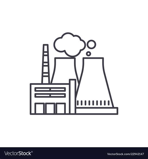 Thermal Power Plant Line Icon Concept Royalty Free Vector