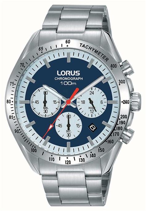 Lorus Mens Chronograph Stainless Steel Bracelet Blue Dial