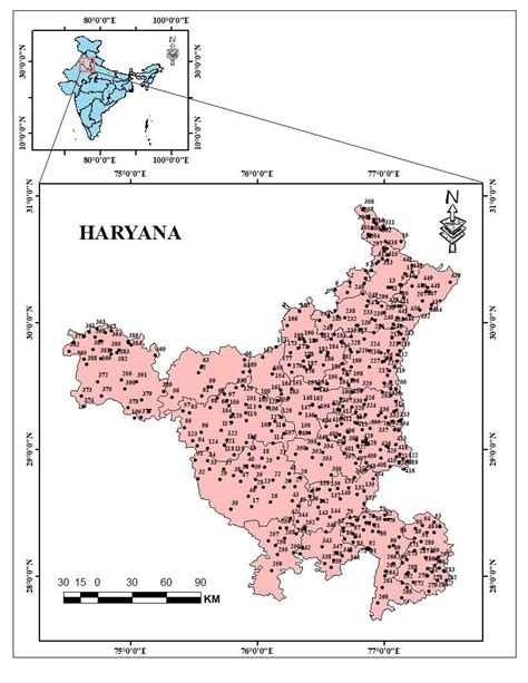 Location Map Showing A India And B Haryana With Groundwater Sample