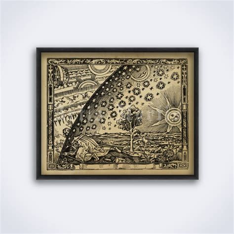 Printable Flammarion engraving poster - Antique flat earth map