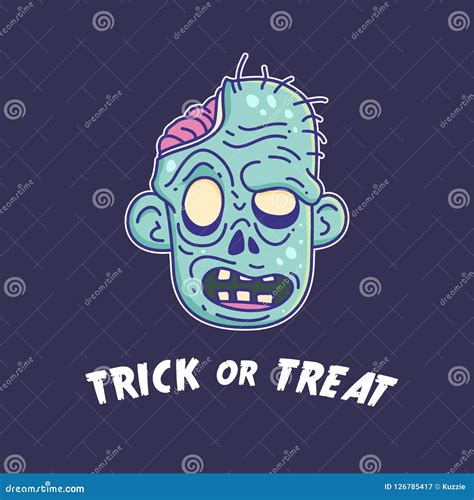 Halloween Zombie Head stock vector. Illustration of drawing - 126785417