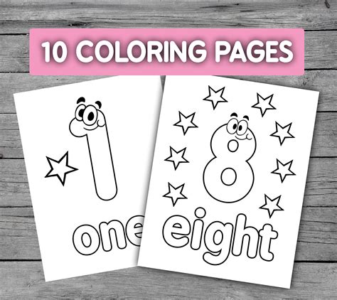 1 10 Numbers Printable Coloring Page Worksheets for Preschool ...