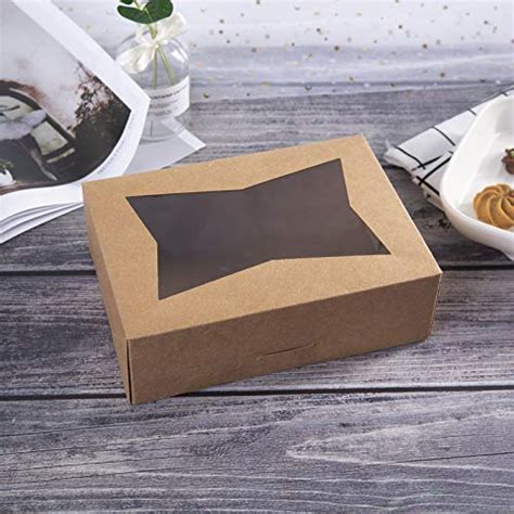 ONE MORE 8inch Brown Cookie Boxes With Window Small Auto Popup Bakery