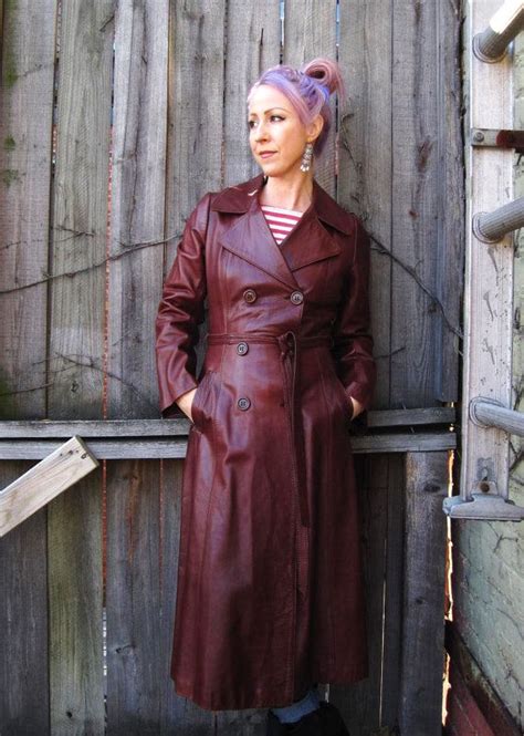 Vintage 70s 1970 S Leather Trench Coat Jacket Dark Brown Etsy