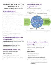 OB Chapter 1 Docx CHAPTER ONE INTRODUCTION TO THE FIELD OF