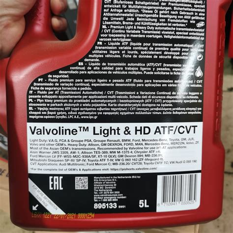 Valvoline Light Heavy Duty Atf Cvt