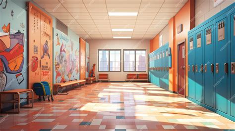 Premium AI Image | a bustling school hallway filled with lockers