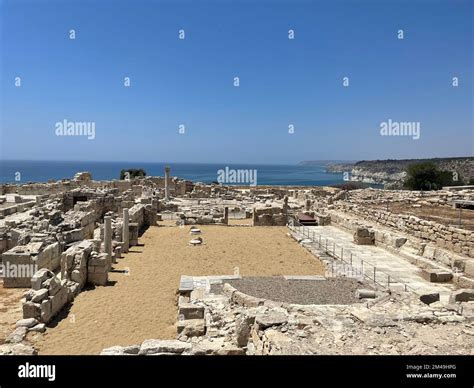 Kourion, Episkopi, Cyprus: Ruins and mosaics of the Baths and the House of Eustolios in Kourion ...