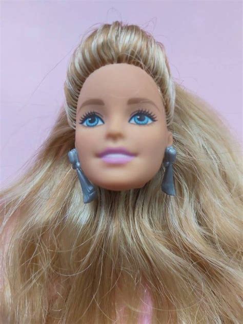 Original Barbie Doll Head Earrings Blonde Hair Full Hair Doll Parts Recycled Original