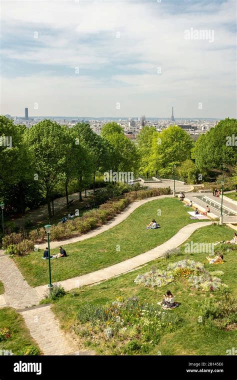 Parc De Belleville Belleville 20th Arrondissement Paris Stock Photo