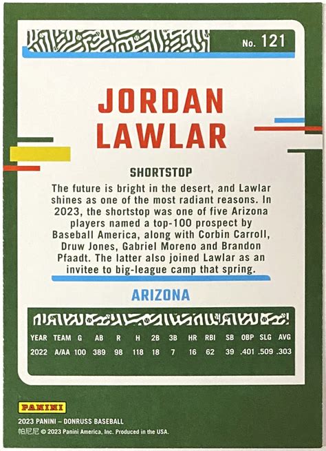 Jordan Lawlar 2021 Bowman Draft Chrome Arizona Diamondbacks Rookie Card