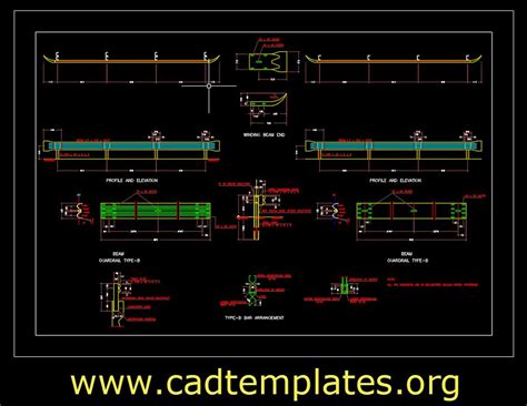 Guardrail Elevation And Sections Details Cad Template Dwg Cad Templates