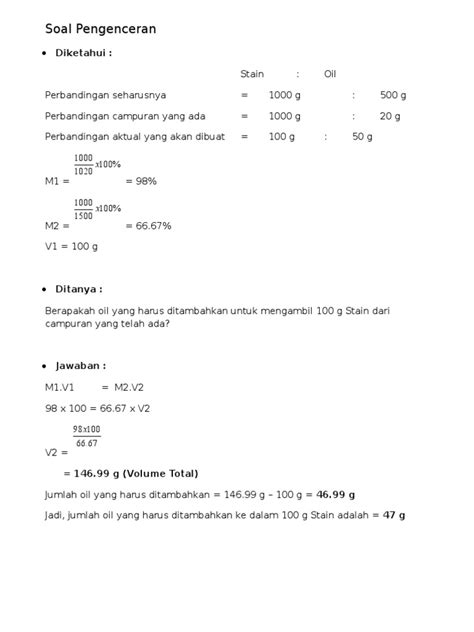 Perhitungan Pengenceran Pdf