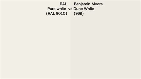 RAL Pure White RAL 9010 Vs Benjamin Moore Dune White 968 Side By