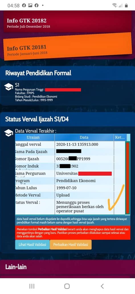 Cara Cek Hasil Validasi Data Verval Ijazah Di Info Gtk Untuk Seleksi