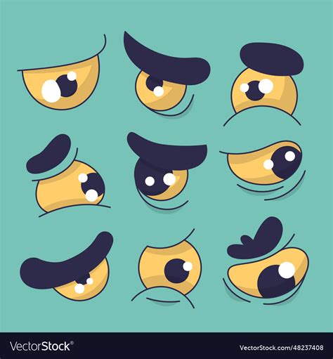 Hand drawn sad eyes cartoon isolated Royalty Free Vector