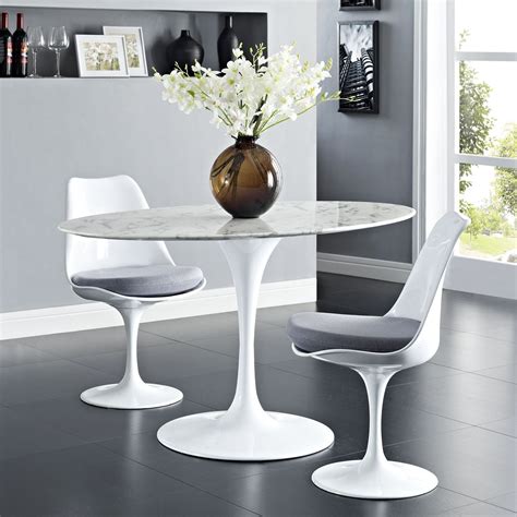 Tulip Style 54" Oval Marble Dining Table