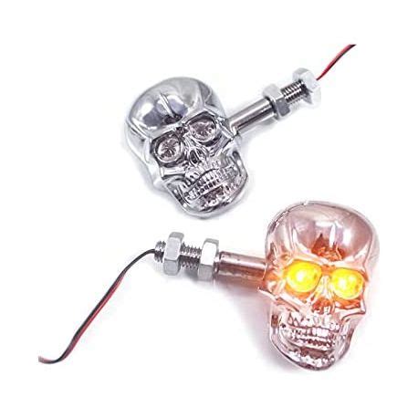 2er Pack Skull LED Blinker im Harley Stil für Motorräder Chrom