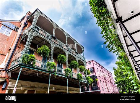 old New Orleans houses in french Quarter Stock Photo - Alamy