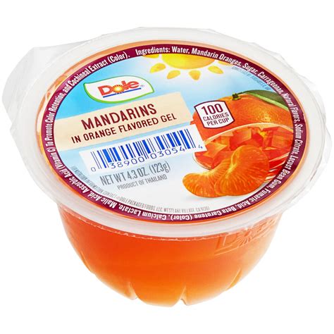 Dole Mandarin Oranges In Orange Flavored Gel 4 3 Oz Cup 36 Case