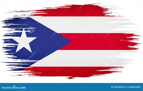 Colorful Hand Drawn Brush Strokes Painted National Country Flag Of Puerto Rico Template For