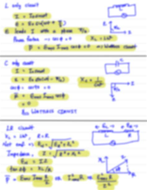 Solution Alternating Current Formula Sheet Studypool