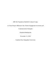 IHP 410 Milestone One Docx IHP 410 Population Health Cultural Comp